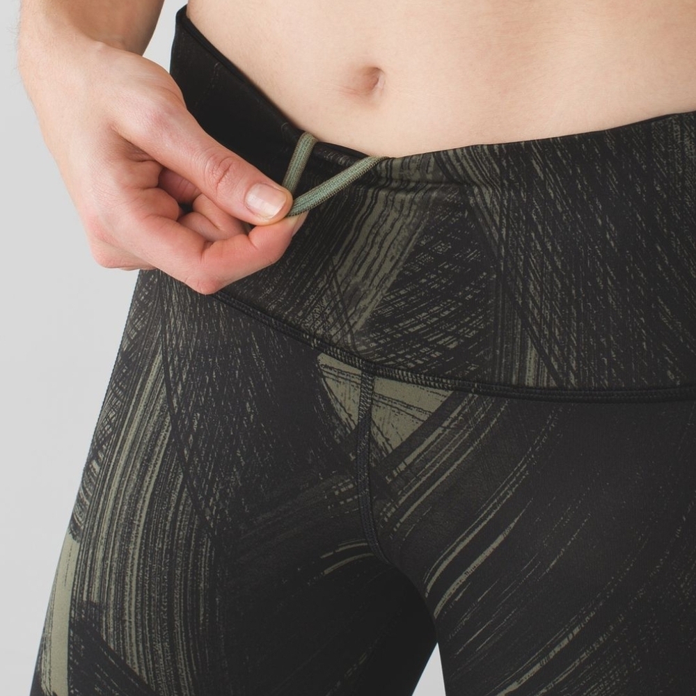 Lululemon Fresh Mesh Run Crop Leggings Sz4 Wind Chill Fatigue Green Blck Pockets - Picture 3 of 16